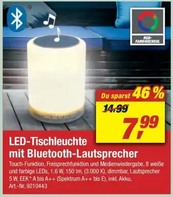 toom Baumarkt LED Tischleuchte mit Bluetooth Lautsprecher Angebot