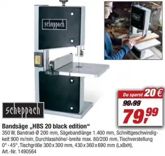 toom Baumarkt Scheppach Bandsäge HBS 20 black edition Angebot