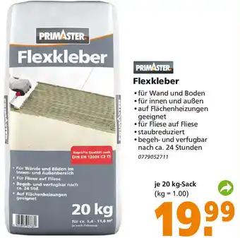 Globus Baumarkt Primaster Flexkleber 20 kg Sack Angebot