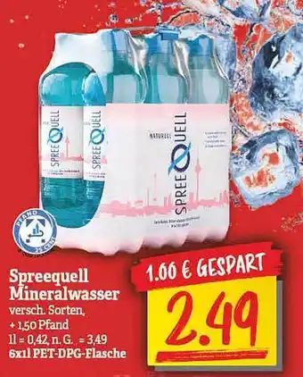 NP Discount Spreequell mineralwasser versch. sorten Angebot