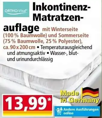 Norma Ortho-Vital Inkontinenz Matratzenauflage Angebot