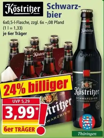 Norma Köstritzer Schwarzbier 6x0,5 L Flasche Angebot