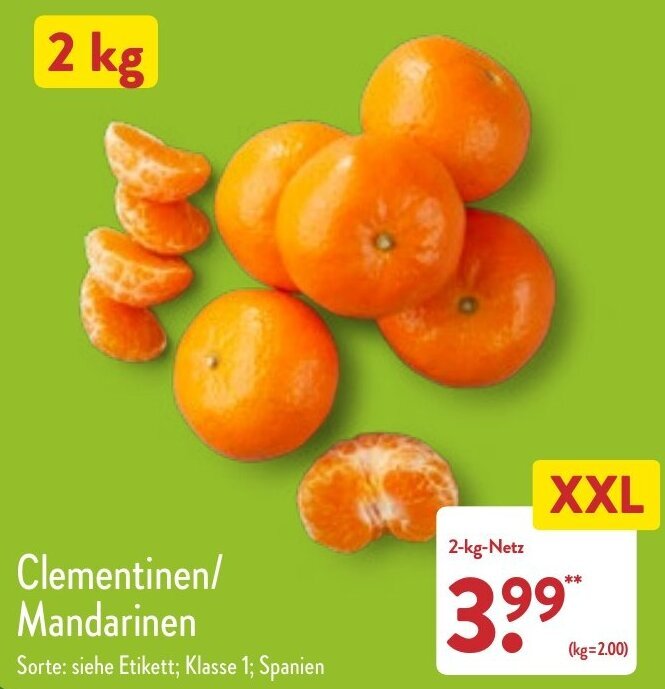 Clementinen/Mandarinen 2 kg Netz Angebot bei Aldi Nord