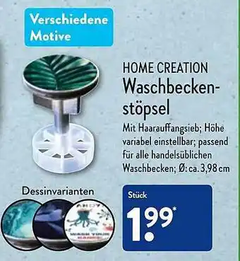 Aldi Nord Home creation waschbeckenstöpsel Angebot