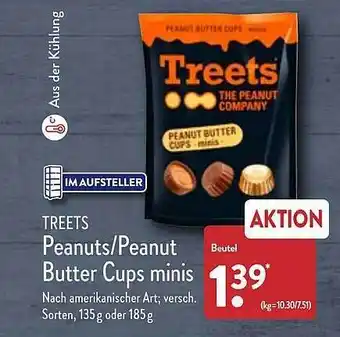 Aldi Nord Treets peanuts oder peanut butter cups minis Angebot