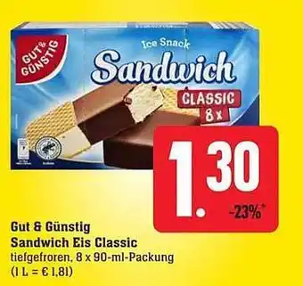 Edeka Gut & günstig sandwich eis classic Angebot