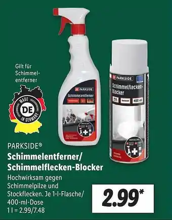 Lidl Parskside schimmelentferner shimmelflekcen-blocker Angebot