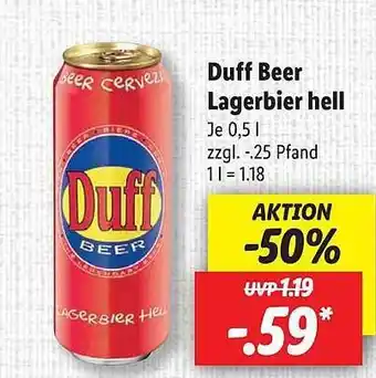 Lidl Duff beer lagerbier hell Angebot