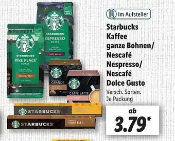 Lidl Starbucks kaffee ganze bohnen nescafé nespresso nescafé dolce gusto Angebot