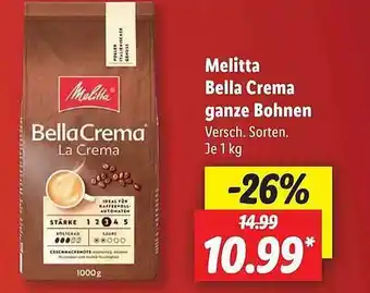 Lidl Melitta bella crema ganze bohnen Angebot