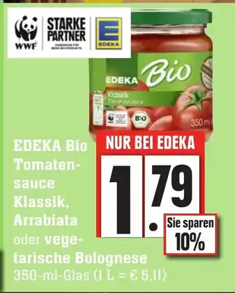 SBK Edeka Bio Tomatensauce Klassik, Arrabiata oder vegetarische Bolognese 350ml Angebot