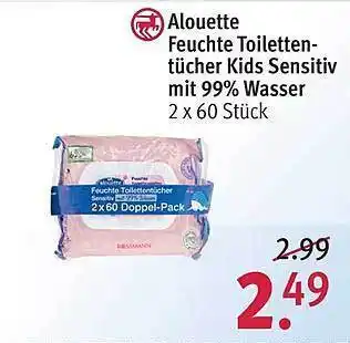 Rossmann Aloutte Feuchte Toiletten tücher Kids Sensitiv mit 99% Wasser Angebot