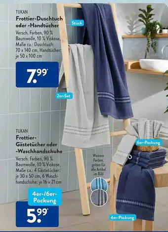 Aldi Süd Tukan frottier-duschtuch oder -handtücher oder -gästetücher oder -waschhandschuhe Angebot