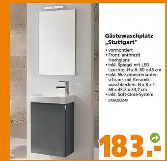 Globus Baumarkt Gästewaschplatz „stuttgart” Angebot