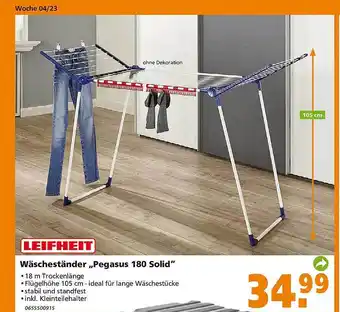 Globus Baumarkt Leifheit wäscheständer „pegasus 180 solid” Angebot