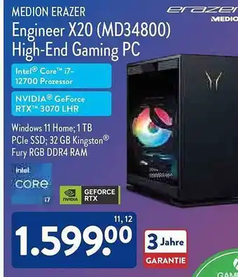 Aldi Nord Medion erazer engineer x20 (md34800) high-end gaming pc Angebot