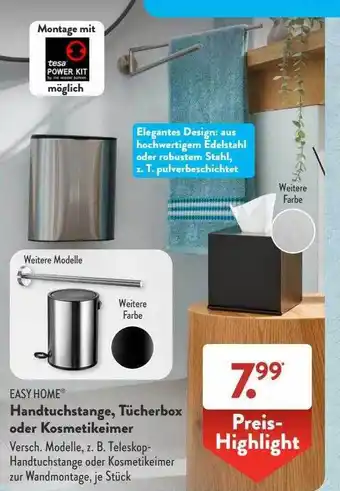 Aldi Süd Easy home handtuchstange, tücherbox oder kosmetikeimer Angebot