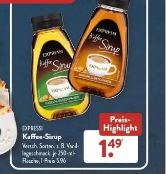 Aldi Süd Expressi kaffee-sirup Angebot