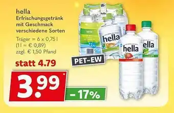 Getränkeland Hella erfrischungsgetränk mit geschmack verschiedene sorten Angebot