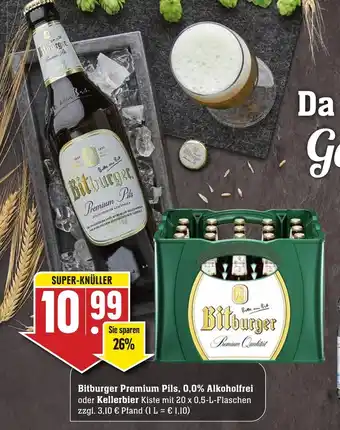 SBK Bitburger Premium Pils, 0,0% Alkoholfrei oder Kellerbier 20x0,5L Angebot