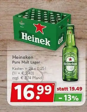 Getränkeland Heineken pure malt lager kasten Angebot