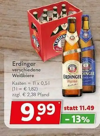 Getränkeland Erdinger verschiedene verschiedene weißbiere kasten Angebot