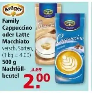 Multi Markt Krüger family cappuccino oder latte macchiato Angebot