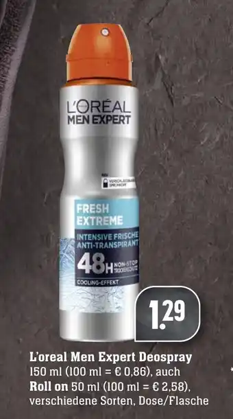 SBK L'Oreal Men Expert Deospray 150ml oder Deo Roll On 50ml Angebot