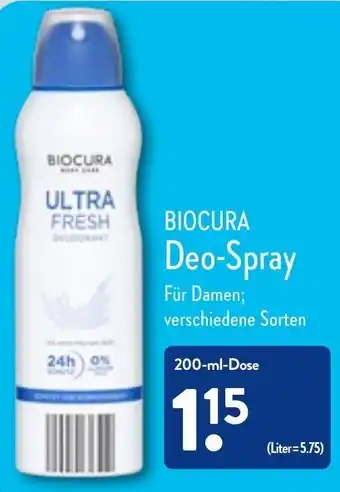 Aldi Nord Biocura Deo Spray 200 ml Dose Angebot