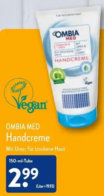 Aldi Nord Ombia Med Handcreme 150 ml Tube Angebot