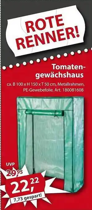 Sonderpreis Baumarkt Tomatengewächshaus Angebot