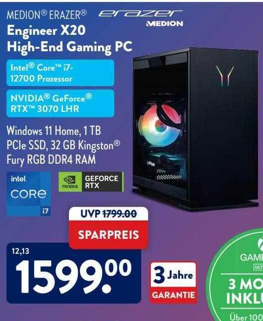 Medion erazer engineer x20 highend gaming pc Angebot bei Aldi Süd