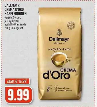 Edeka Dallmayr crema d'oro kaffeebohnen Angebot