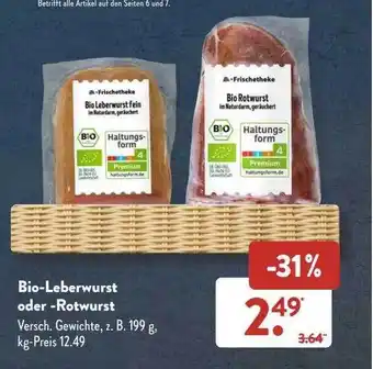 Aldi Süd Bio-leberwurst oder -rotwurst Angebot