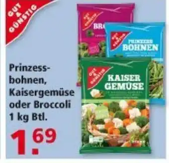 Multi Markt Gut & Günstig Prinzessbohnen, Kaisergemüse oder Broccoli 1kg Angebot