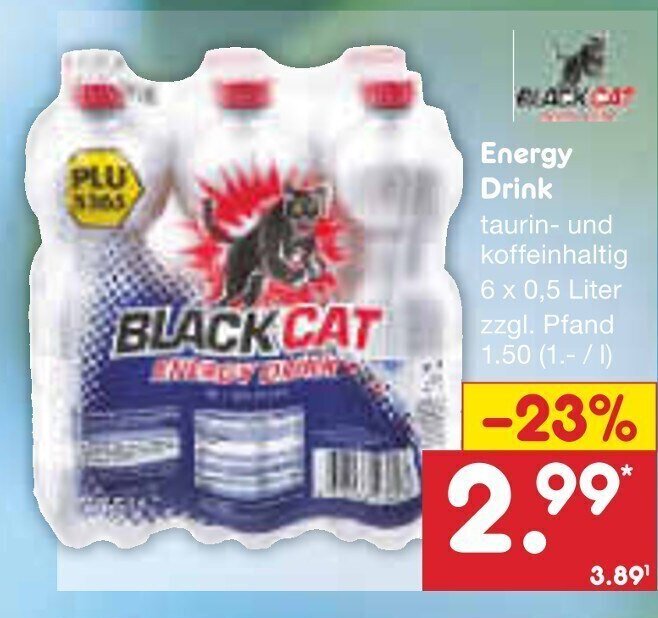 Black Cat Energy Drink 6*500ml Angebot bei Netto MarkenDiscount