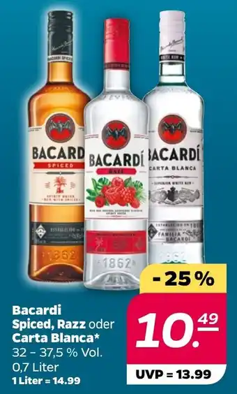 NETTO Bacardi Spiced,Razz oder Carta Blanca* 0,7 Liter Angebot