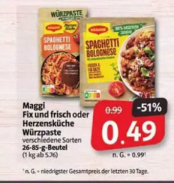 Markant Markt Maggi fix und frisch oder herzensküche würzpaste Angebot