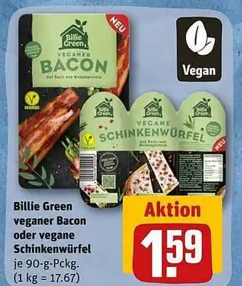 REWE Billie green veganer bacon oder vegane schinkenwürfel Angebot