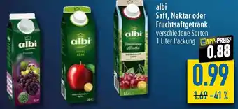 diska Albi Saft, Nektar oder Fruchtsaftgetränk 1 Liter Packung Angebot