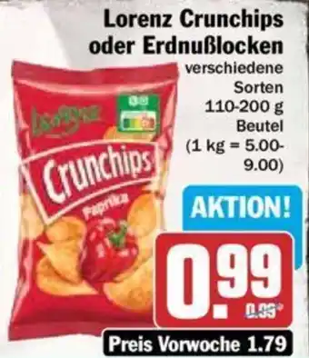 Hit Lorenz Crunchips oder Erdnußlocken 110-200 g Beutel Angebot