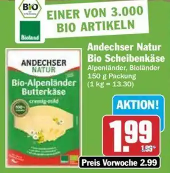 Hit Andechser Natur Bio Scheibenkäse 150 g Packung Angebot