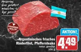 Hit Argentinisches frisches Rinderfilet, Pfeffersteaks 100 g Angebot