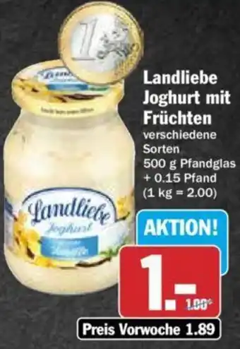 Hit Landliebe Joghurt mit Früchten 500 g Angebot