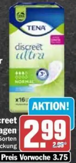 Hit Tena Discreet Einlagen 6-34 Stück Packung Angebot