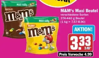 Hit M&M's Maxi Beutel 374-440 g Beutel Angebot