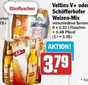 Hit Veltins V+ oder Schöfferhofer Weizen Mix 6x0,33 L Flaschen Angebot