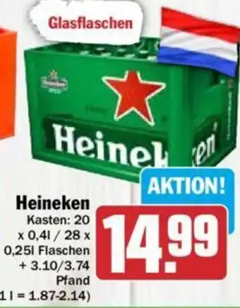 Hit Heineken 20x0,4 L/28x0,25 L Flaschen Angebot