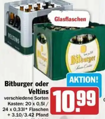 Hit Bitburger oder Veltins 20x0,5 L/24x0,33 L Flaschen Angebot