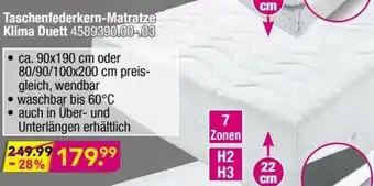 Möbel Boss Taschenfederkern Matratze Klima Duett Angebot